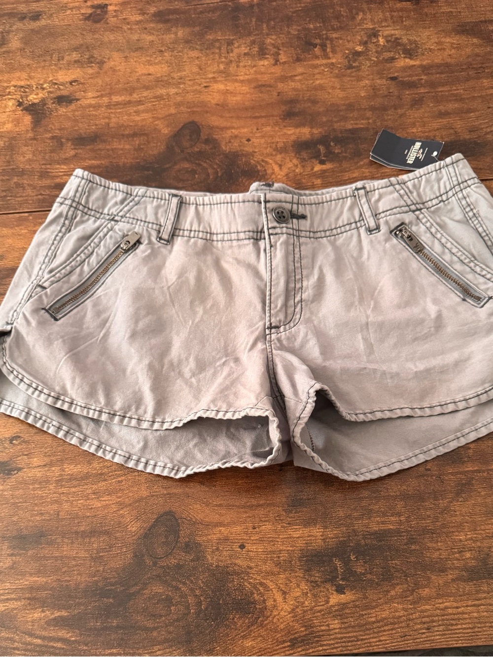 Hollister Light Gray Casual Zip-Pocket Shorts